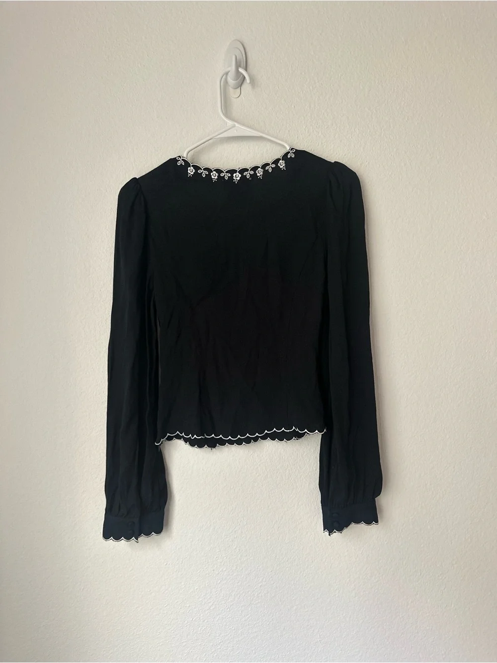 Reformation V-Neck Blouse with Cream Ribbon